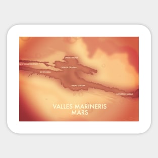 Valles Marineris Mars Map Sticker